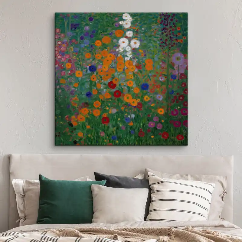 Pictură pe pânză Câmp de flori colorate cu accente albe Nr s46172 Reduceri
