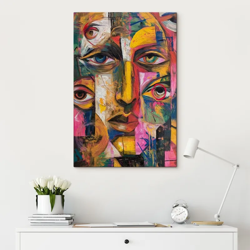 Reducere de preț Pictură pe pânză Față abstractă cu forme geometrice luminoase Nr s46175