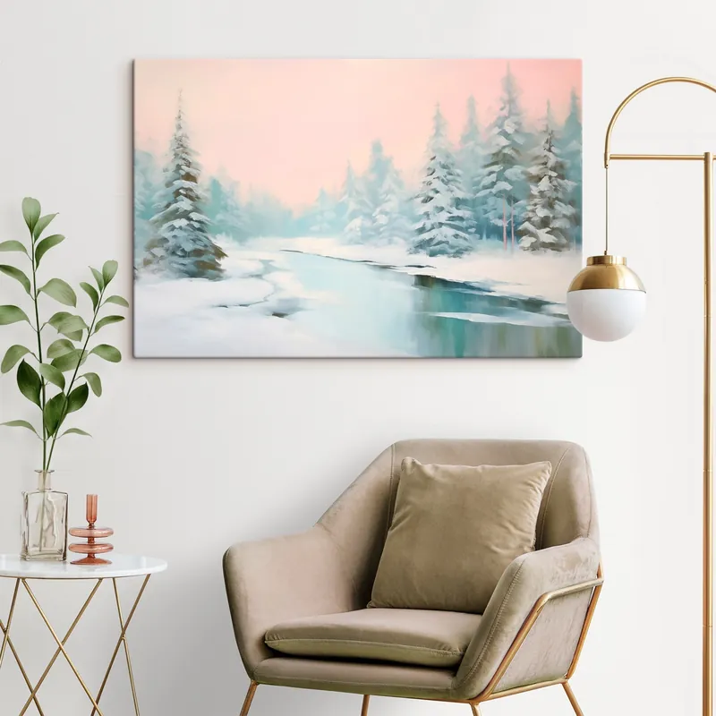 Pictură pe pânză Peisaj de iarnă Nr s46408 Popular
