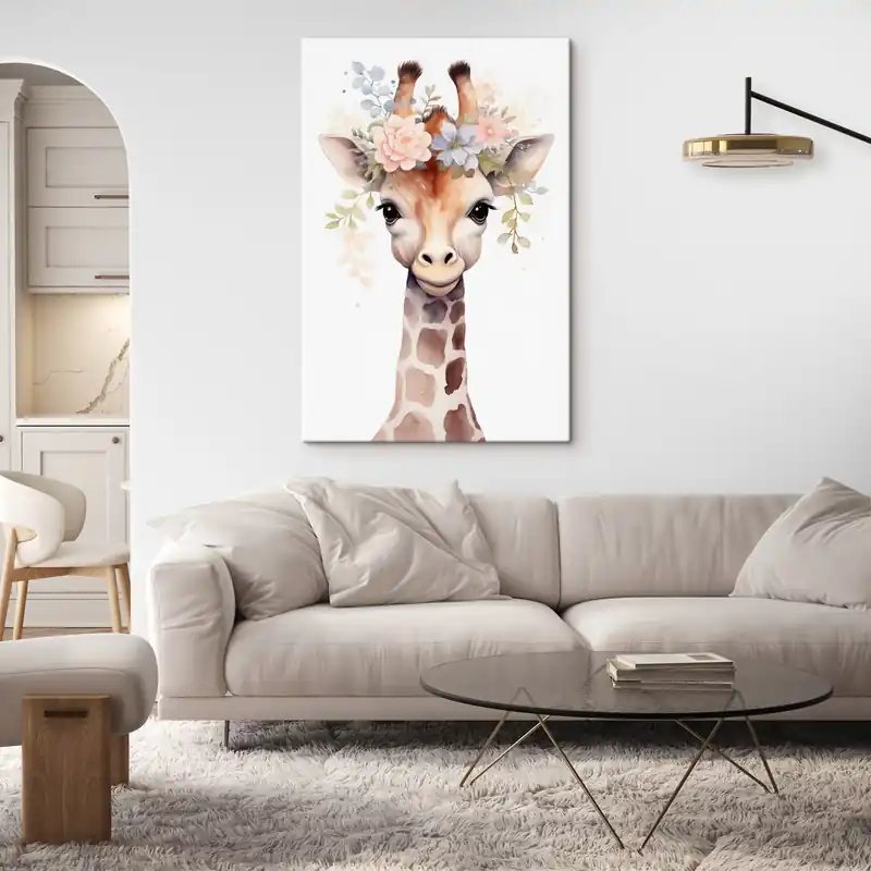 Pictură pe pânză Girafă cu flori Nr s46382 Ofertă specială