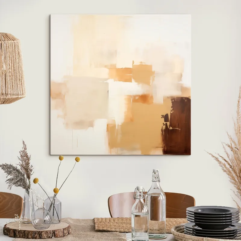 Retur gratuit Pictură pe pânză Forme geometrice bej și maro în stil abstract Nr s46306