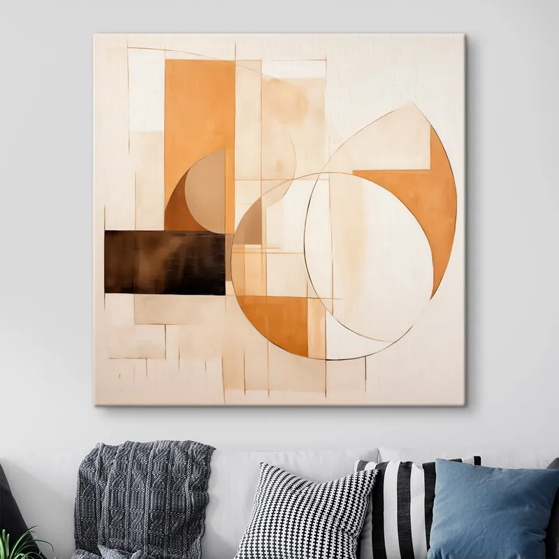 Pictură pe pânză Compoziție abstractă minimalistă în nuanțe calde Nr s46321 Cel mai vândut