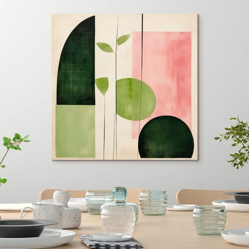 Pictură pe pânză Stil minimalist modern cu blocuri roz și verzi Nr s46312 Nu rata