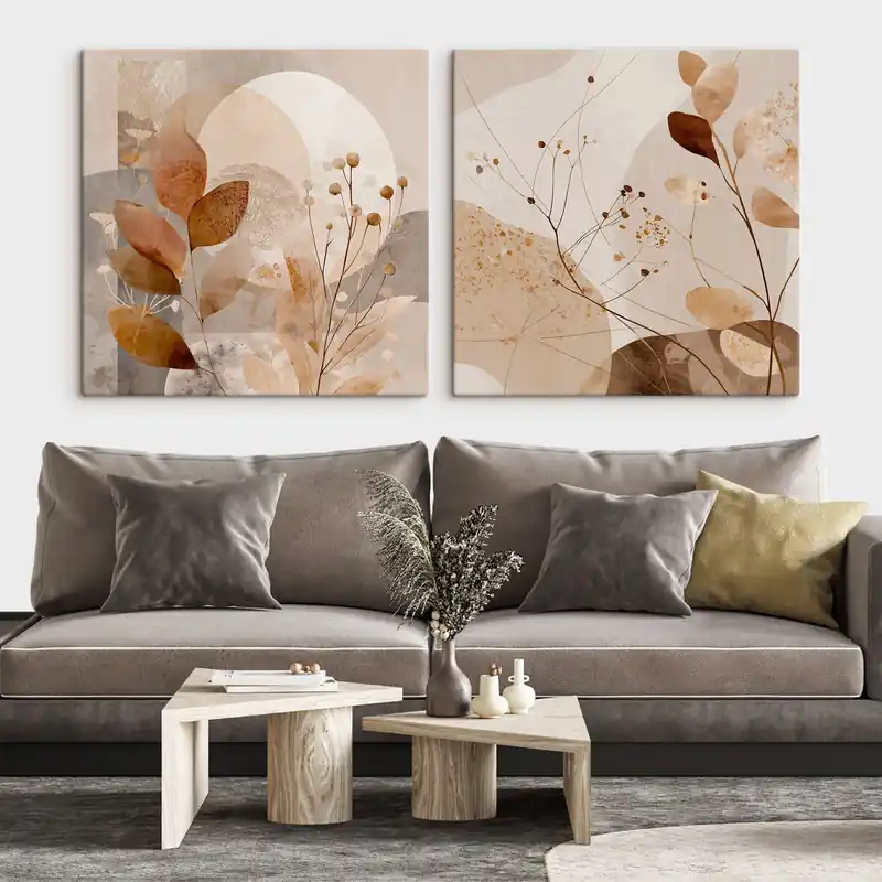 Nu rata Pictură pe pânză Compoziție florală abstractă în două părți Nr m00892