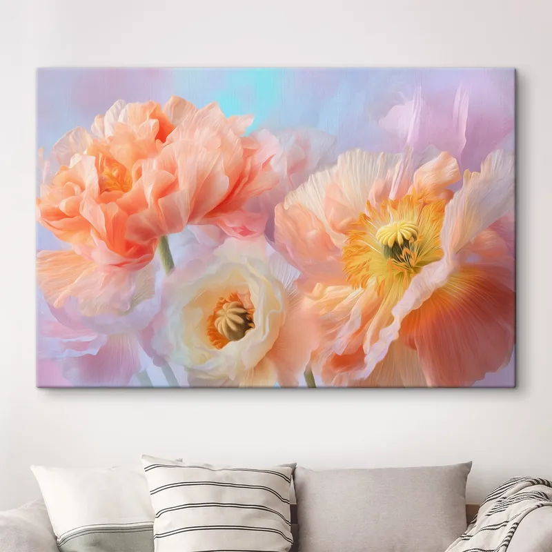 Pictură pe pânză Flori delicate în tonuri pastelate, cu iluminare difuză Nr s46160 Preț redus