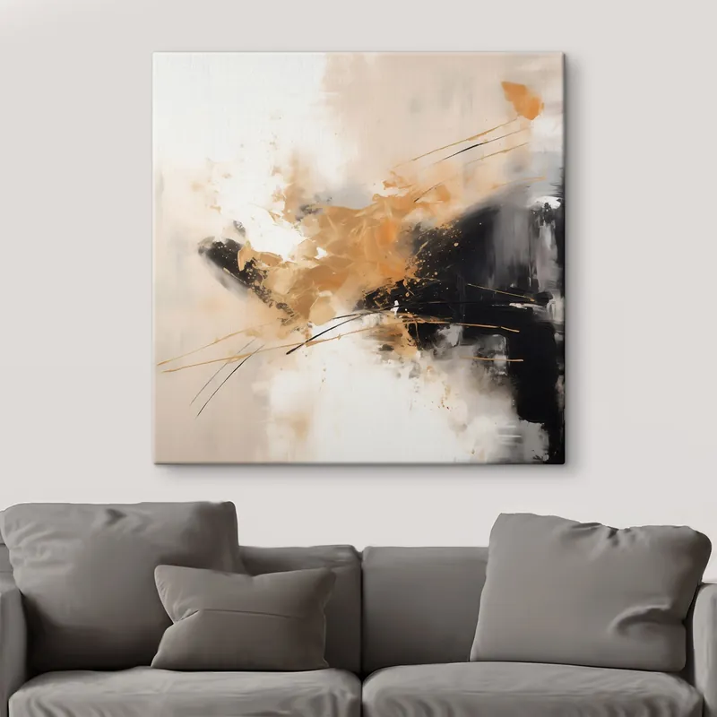 Vezi acum Pictură pe pânză Linii portocalii și negre, abstracție modernă Nr s46327