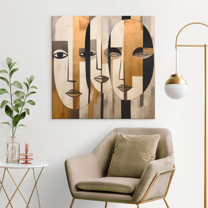 Pictură pe pânză Fețe abstracte Nr s46452 Livrare expres