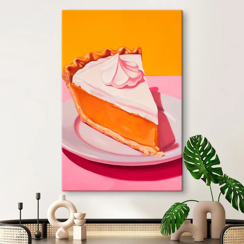 Pictură pe pânză Bucată de plăcintă cu dovleac. Ilustrație pop art Nr s46462 Popular