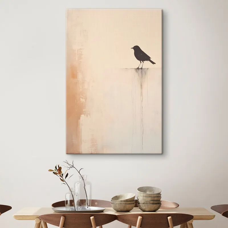 Pictură pe pânză Silueta unei păsări. Minimalism abstract Nr s46466 Lichidare de stoc