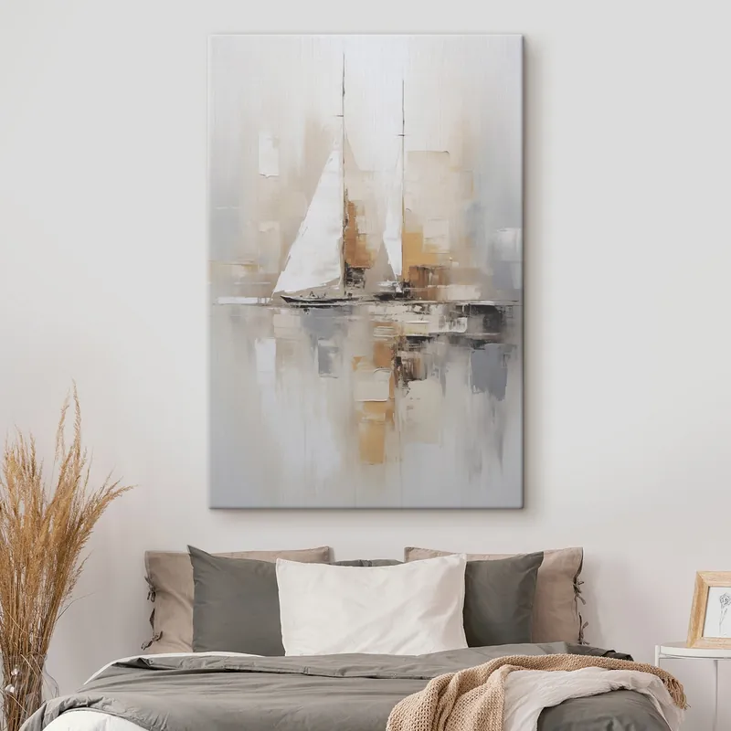 Pictură pe pânză Abstracție cu barcă cu pânze Nr s46566 Super ofertă