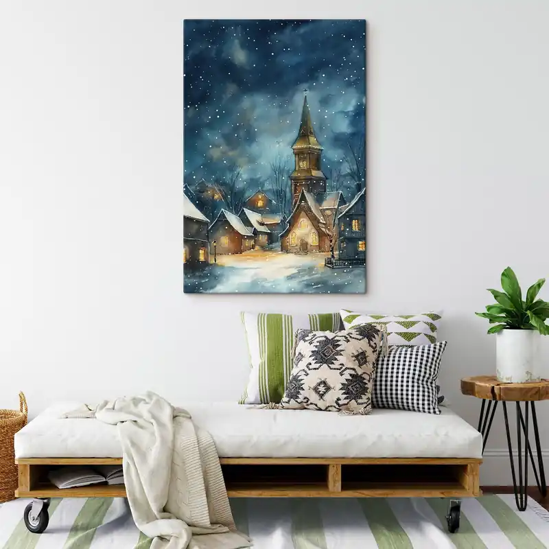 Pictură pe pânză Stradă iarna Nr s46599 Reducere