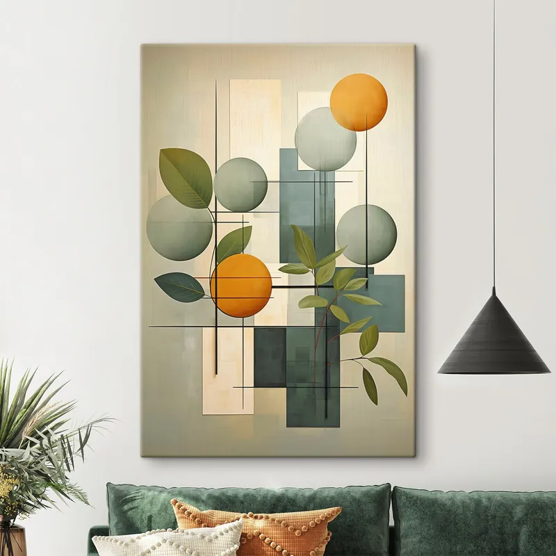 Pictură pe pânză Abstracție geometrică cu plante Nr s46579 Super ofertă