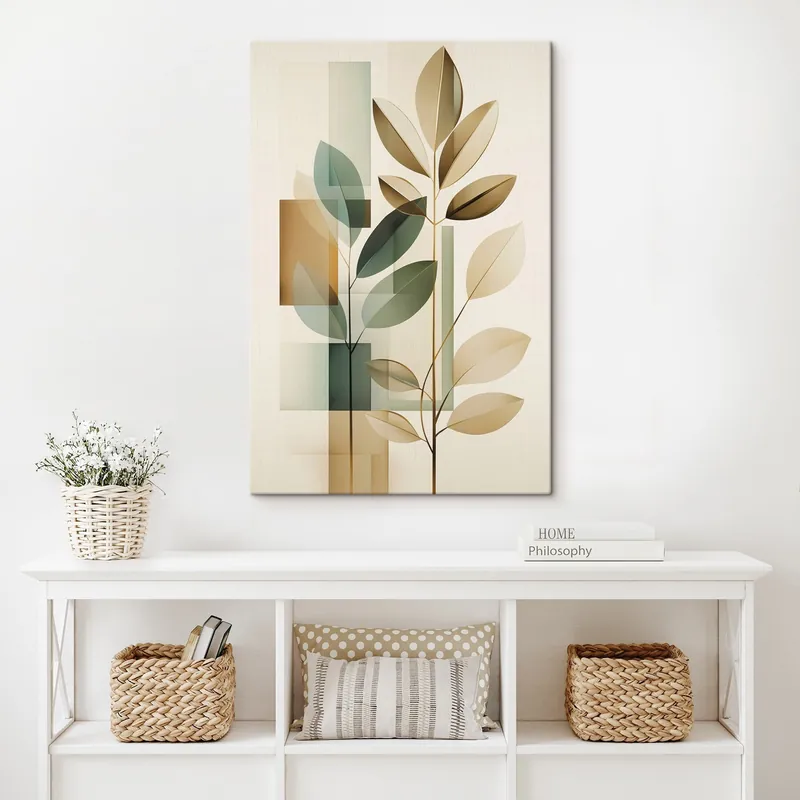 Pictură pe pânză Abstracție geometrică cu frunze Nr s46581 Reducere de preț