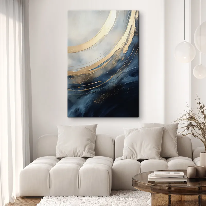 Ofertă Pictură pe pânză Arce luminoase largi pe fond albastru intens Nr s46487