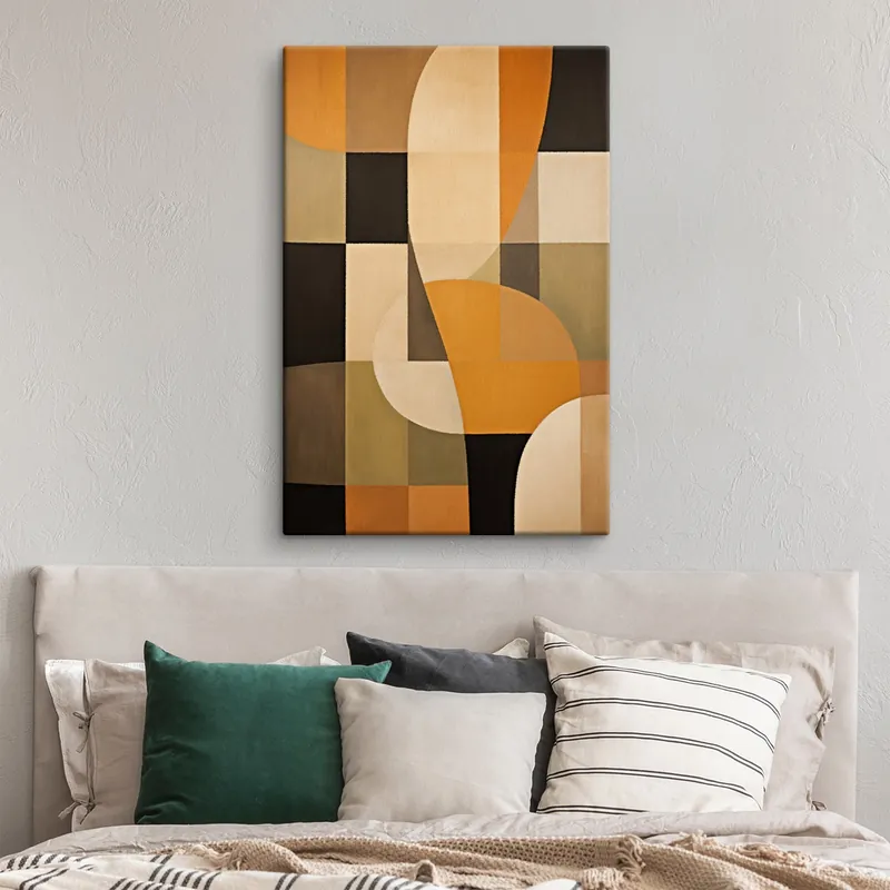 Pictură pe pânză Patchwork din dreptunghiuri cu un arc portocaliu neted Nr s46534 Retur gratuit