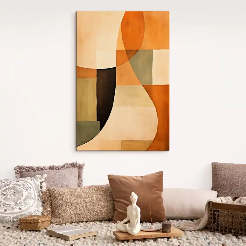 Pictură pe pânză Câmpuri geometrice moi într-o paletă naturală caldă Nr s46538 Ofertă limitată