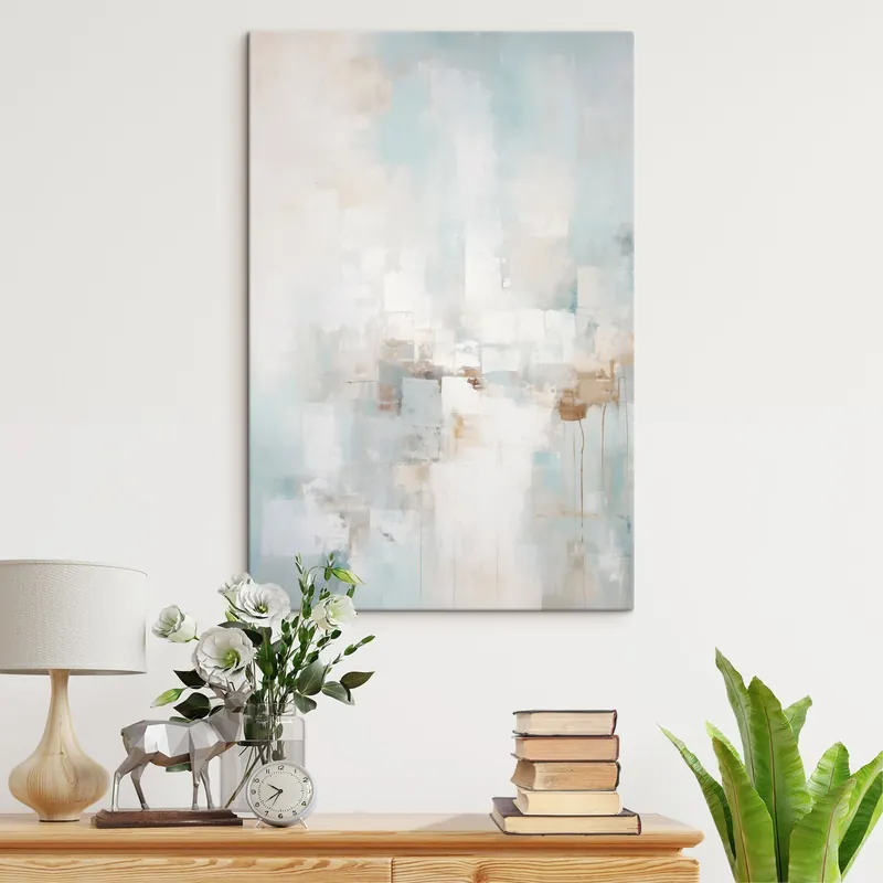 Pictură pe pânză Blocuri pastelate deschise albastru, bej, alb Nr s46546 Doar azi