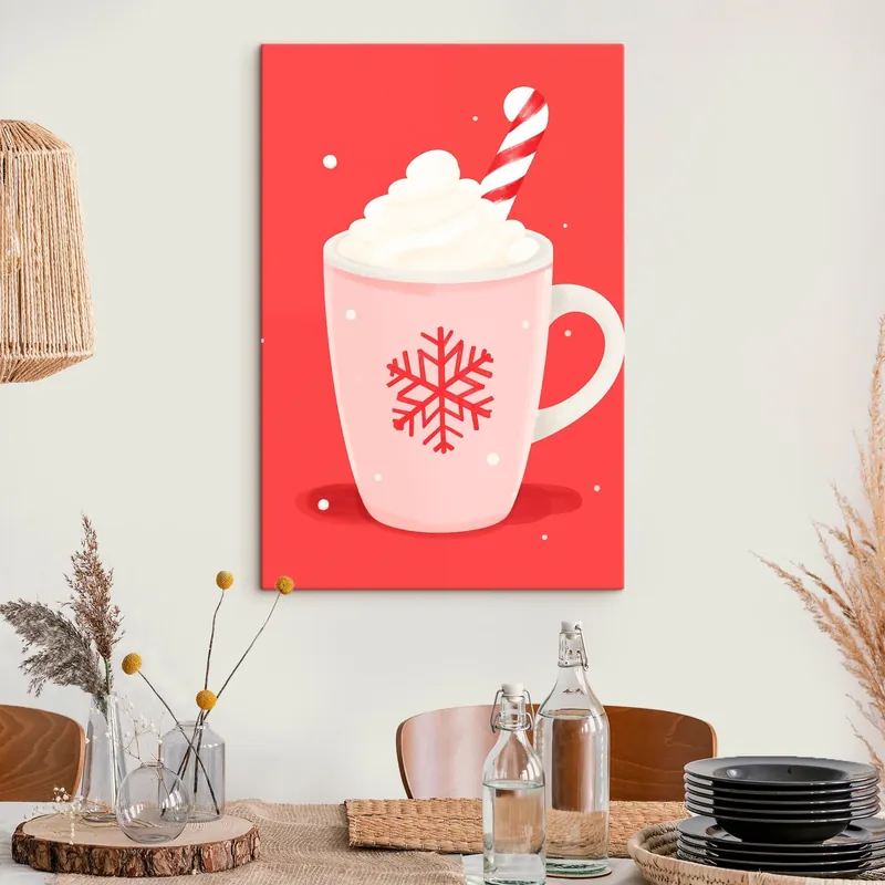 Pictură pe pânză Cacao de Crăciun cu frișcă și baston de zahăr Nr s46625 Discount