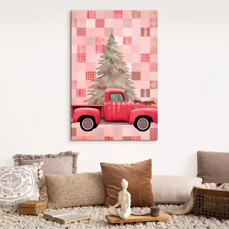 Ofertă de sezon Pictură pe pânză Camion retro cu brad de Crăciun Nr s46632