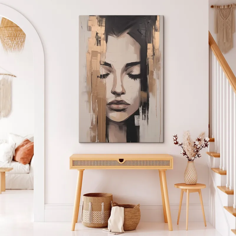 Pictură pe pânză Portretul unei femei. Pensule abstracte Nr s46733 Bestseller