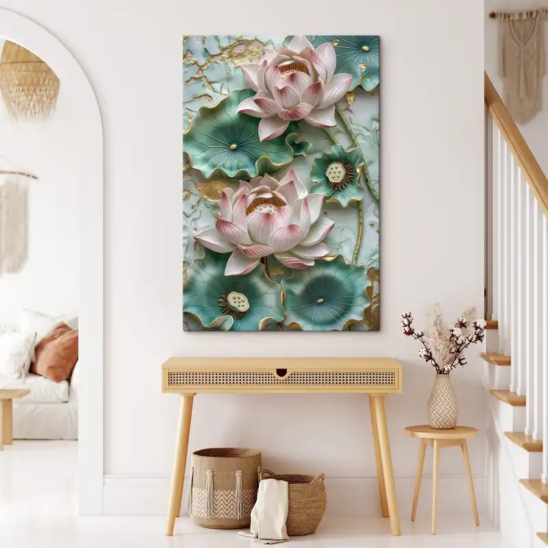 Pictură pe pânză Flori de lotus Nr s46798 Cumpărături sigure