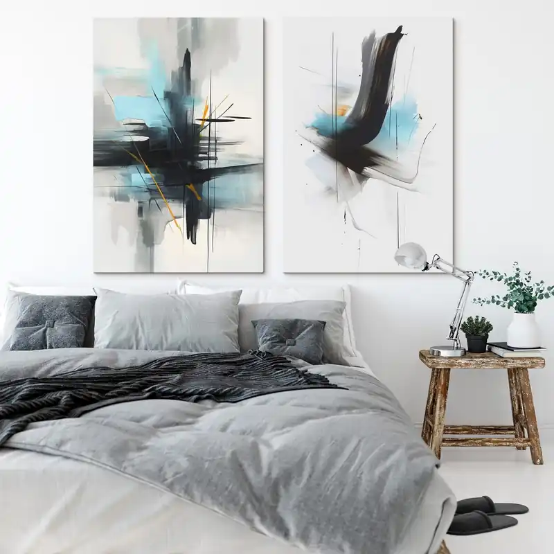 Reducere extra Pictură pe pânză Abstracție cu imitație de stropi și pensule Nr m01037