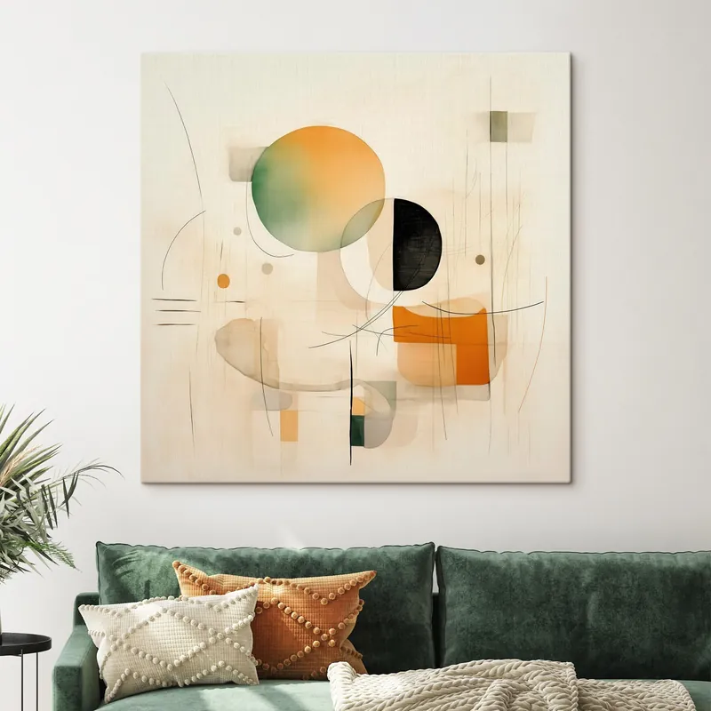 Ieftin Pictură pe pânză Accente geometrice într-o paletă de culori delicate, într-un stil minimalist modern Nr s46640