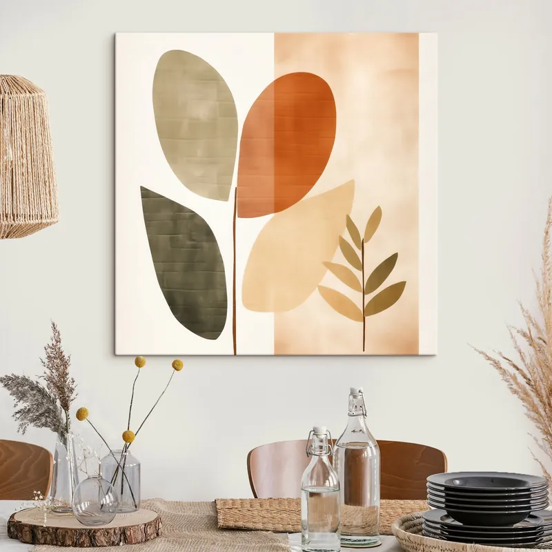Pictură pe pânză Frunziș minimalist într-un stil artistic Nr s46644 Plată securizată