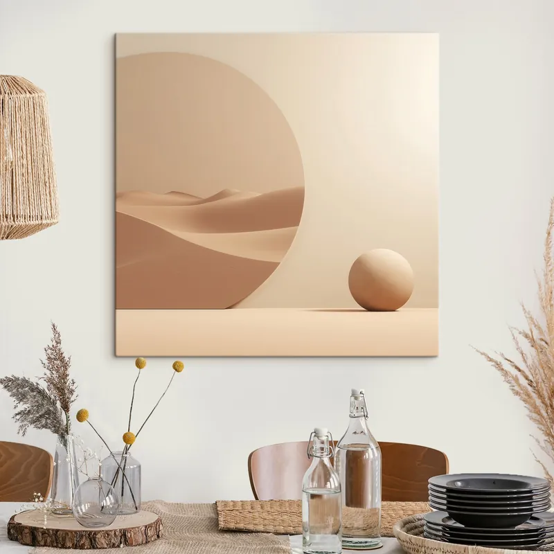Expediere rapidă Pictură pe pânză Abstracție cu un cerc și un peisaj cu dune Nr s46659