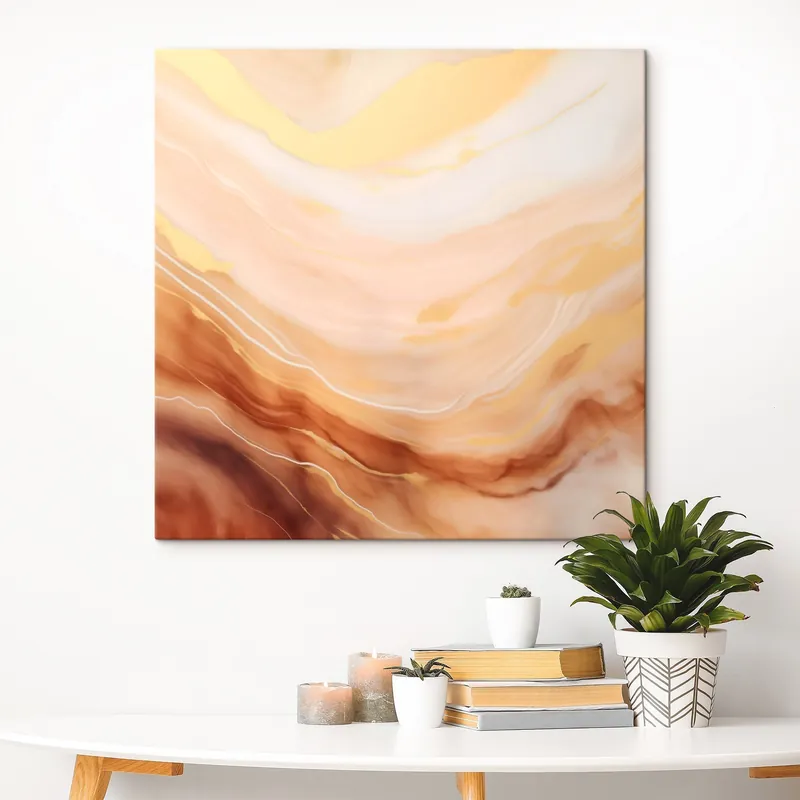 Premium Pictură pe pânză Abstracție într-o paletă pastelată cu forme naturale Nr s46660
