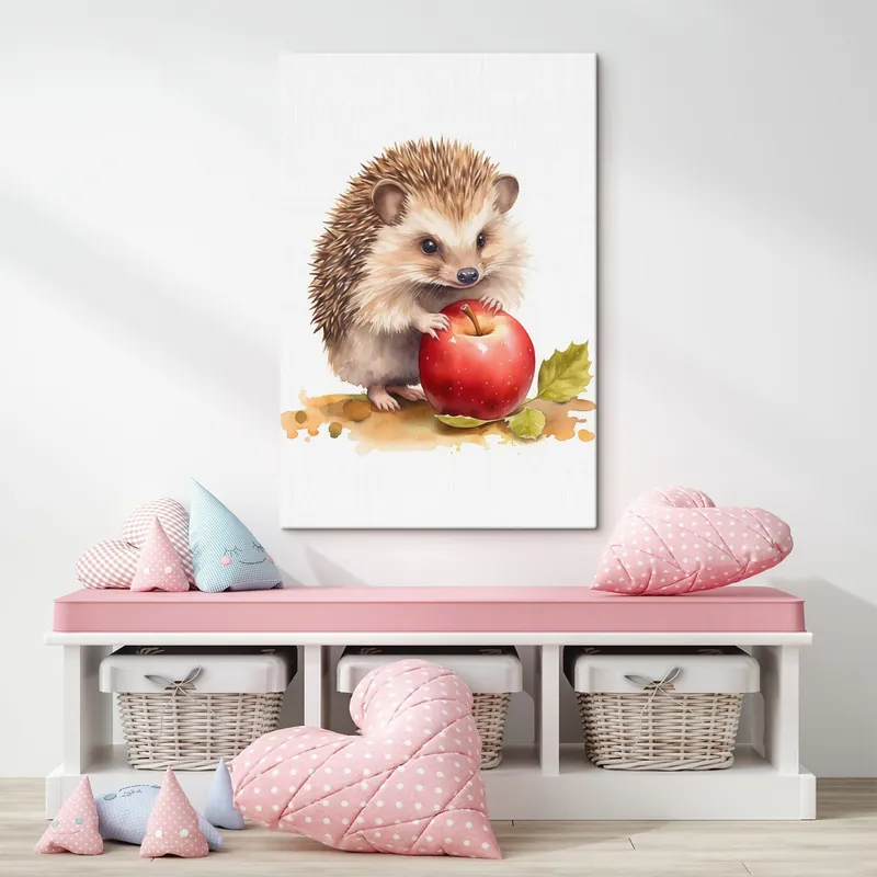 Ofertă exclusivă Pictură pe pânză Arici și măr, imitație de acuarelă Nr s46769