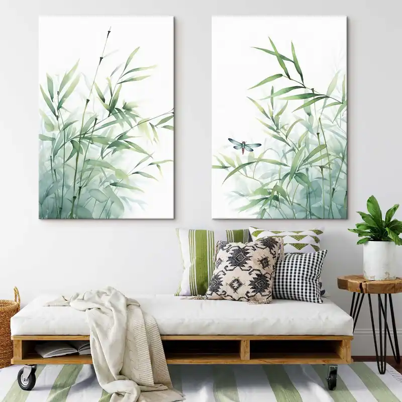 Reducere de preț Pictură pe pânză Plante de bambus, imitație acuarelă Nr m01062