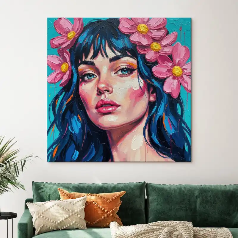 Cumpără online Pictură pe pânză Fată cu flori în păr Nr s46846