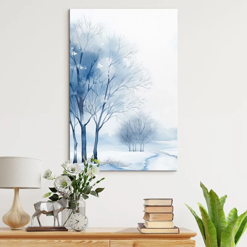 Bestseller Pictură pe pânză Copaci acoperiți de zăpadă în pădure Nr s46965