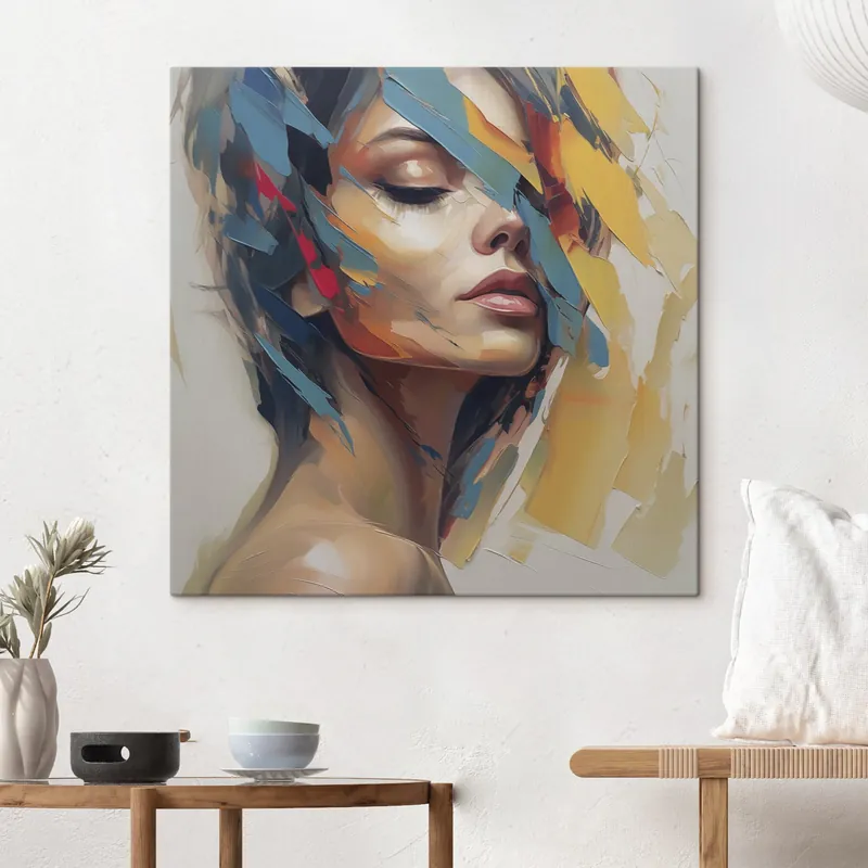 Cumpărături sigure Pictură pe pânză Portret feminin abstract, imitație de pictură Nr s46918