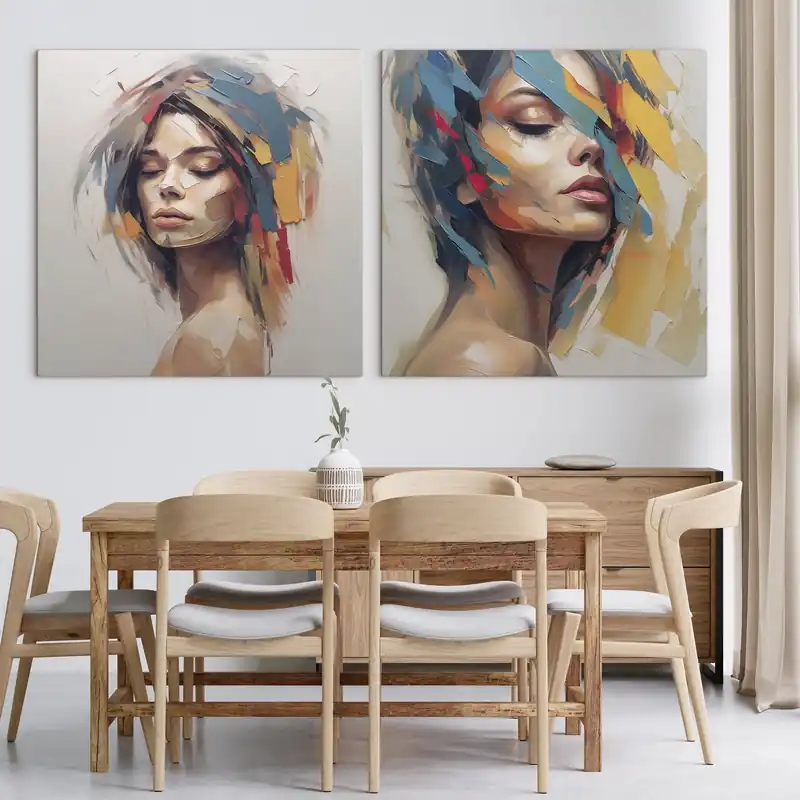 Reducere extra Pictură pe pânză Portret abstract al unei femei Nr m01081