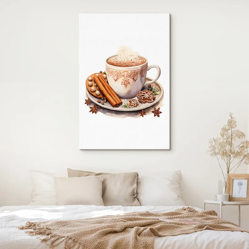 Pictură pe pânză Desen imitând acuarela, cafea cu scorțișoară Nr s46983 Vezi acum