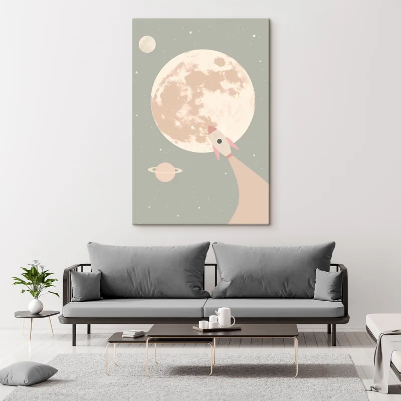 Reducere extra Pictură pe pânză Luna și racheta spațială Nr s47067