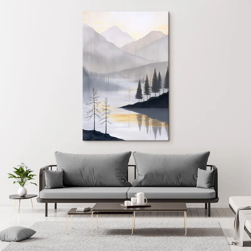 Pictură pe pânză Pădure și munți Nr s47078 Cumpărături sigure