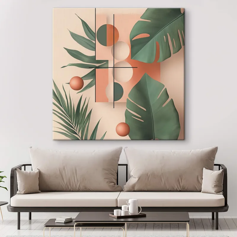 Pictură pe pânză Abstracție cu frunze tropicale mari Nr s47099 Ultima șansă