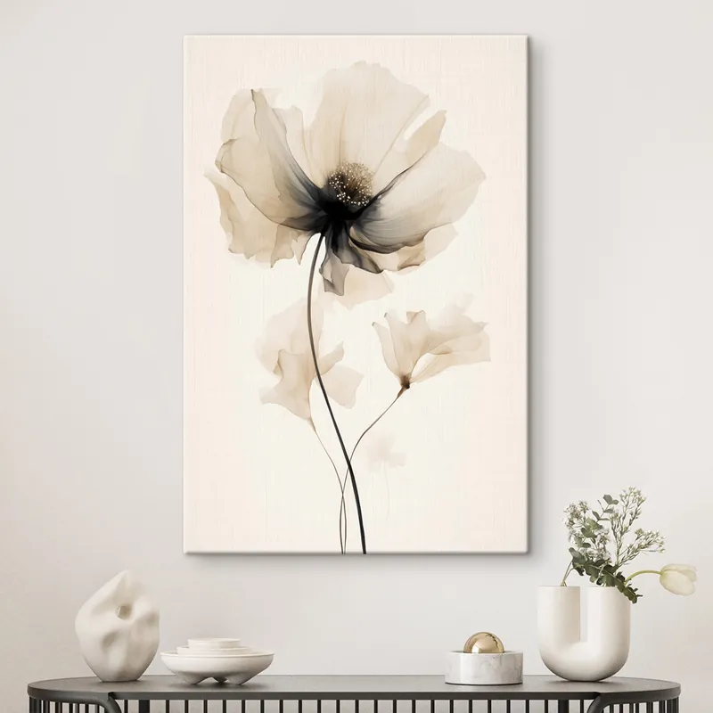 Cumpără acum Pictură pe pânză Floare delicată, semi-transparentă, cu centrul întunecat, în stil minimalist Nr s46944