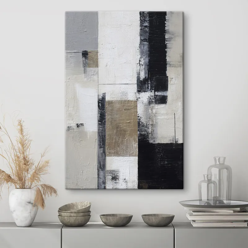 Pictură pe pânză abstracție contemporană în culori contrastante Nr s47133 Lichidare de stoc