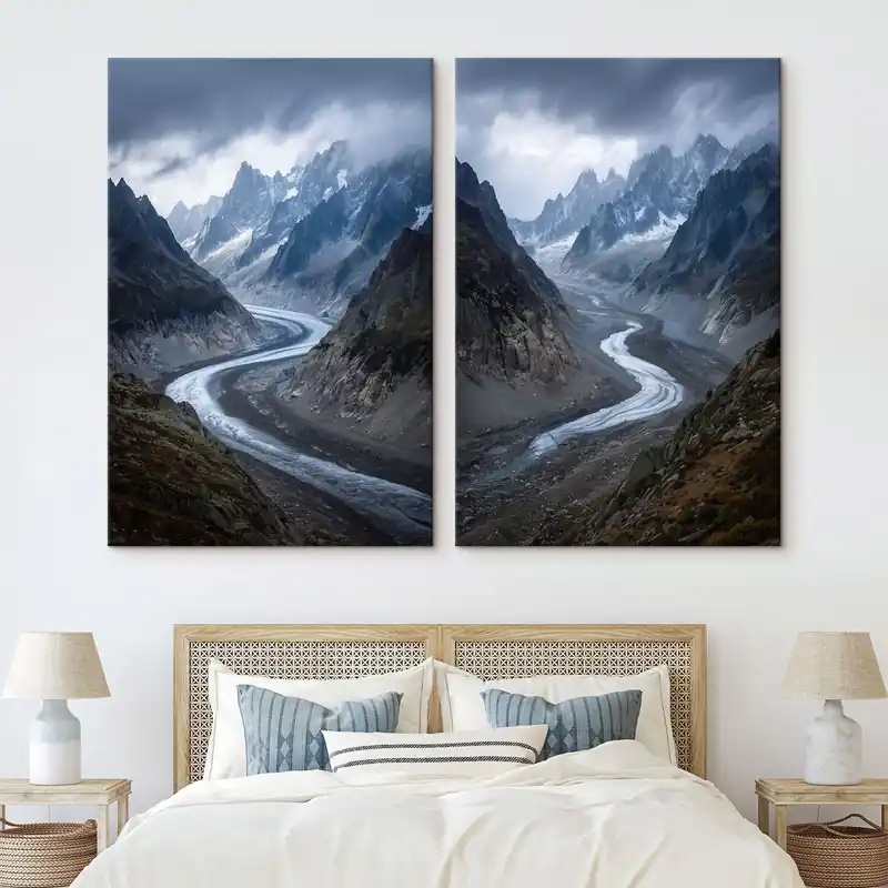 Ofertă de sezon Pictură pe pânză peisaj montan cu nori Nr m01180