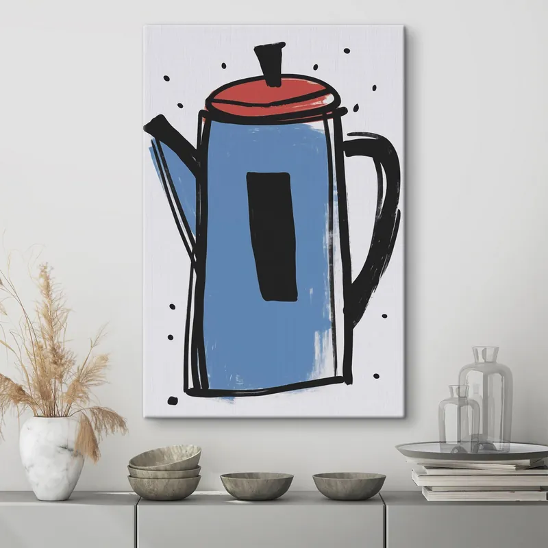 Ofertă limitată Pictură pe pânză Cafetieră imitație a unui desen primitiv Nr s47496