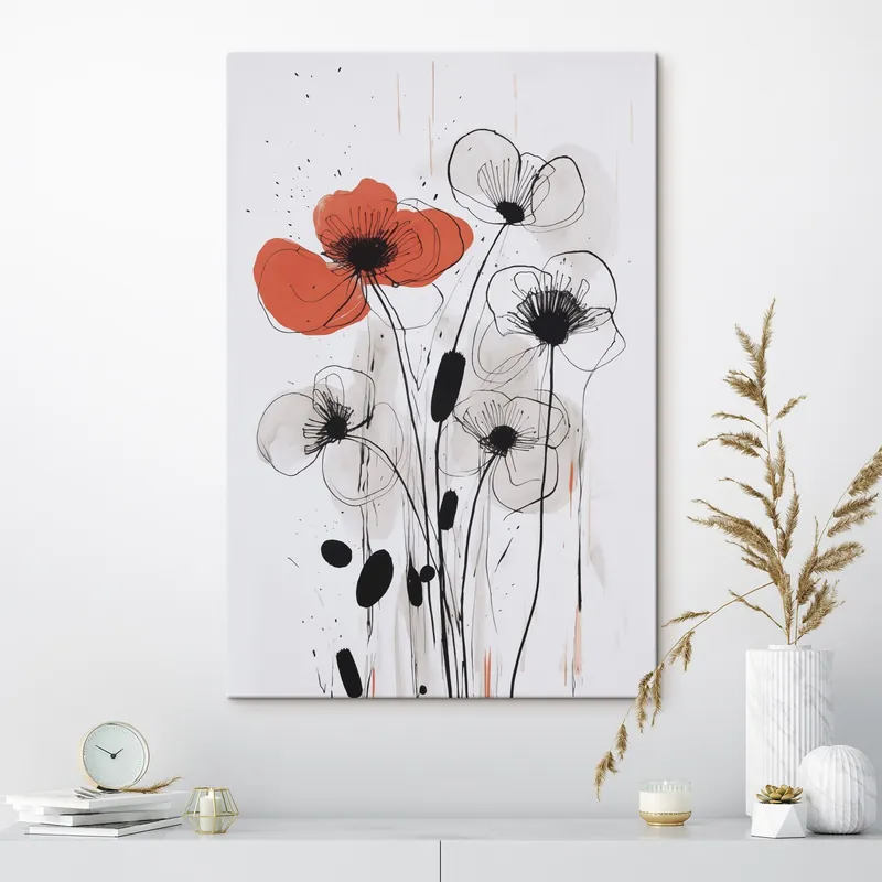 Pictură pe pânză Flori abstracte imitație a unui desen Nr s47500 Reducere specială