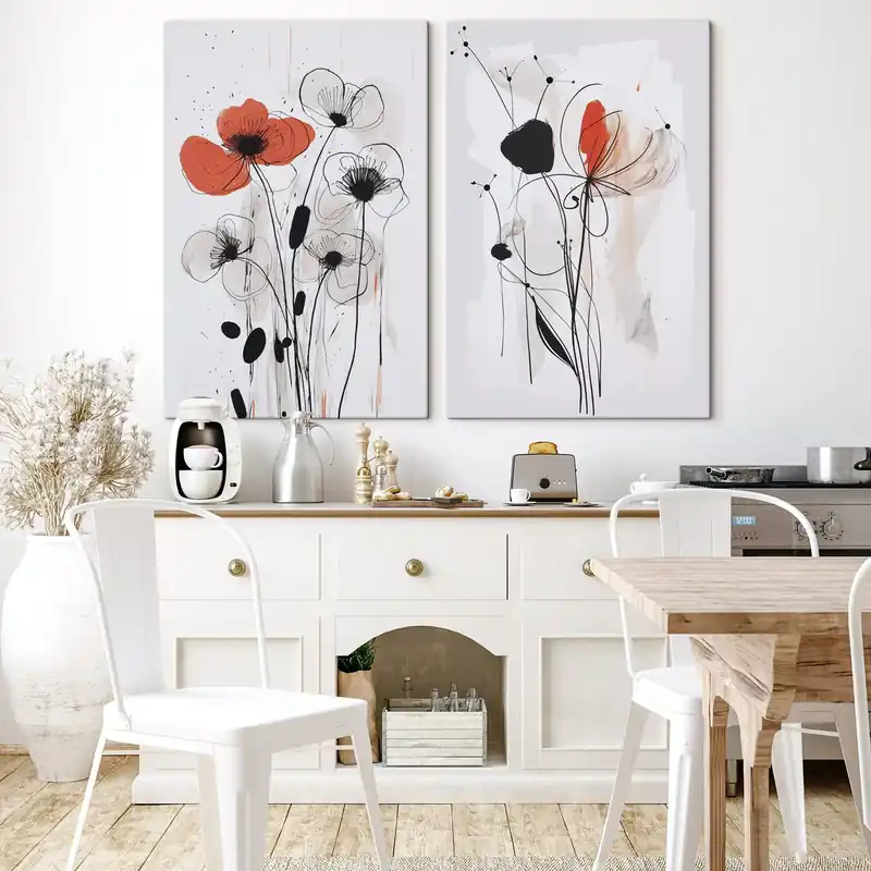 Reducere specială Pictură pe pânză Flori abstracte imitație a unui desen Nr m01227
