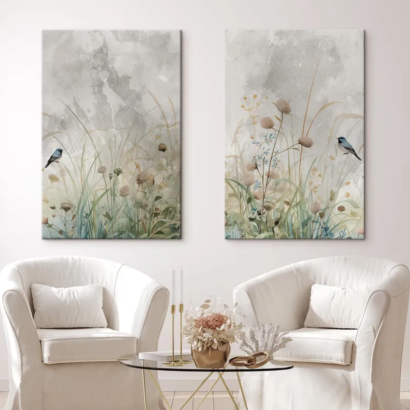 Retur ușor Pictură pe pânză Păsări pe fundalul florilor sălbatice Nr m01068