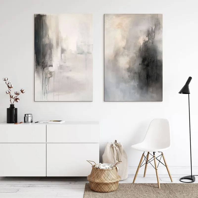 Pictură pe pânză Compoziție abstractă în tonuri neutre Nr m01216 Preț redus