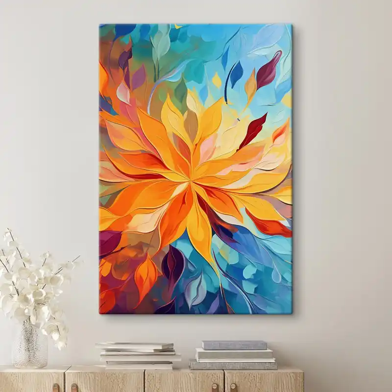 Pictură pe pânză Flori abstracte, imitație de pictură în ulei Nr s47445 Livrare rapidă