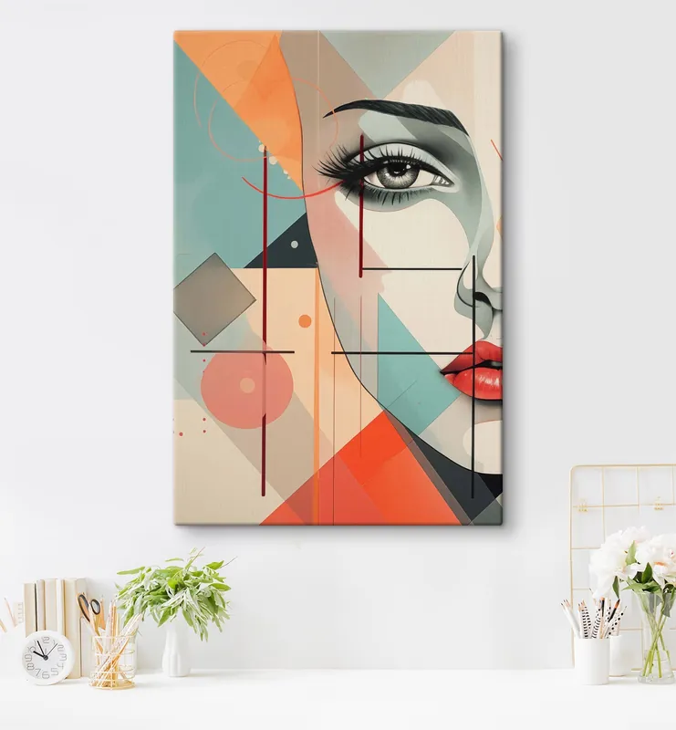 Livrare rapidă Pictură pe pânză Oameni, chip, geometrie Nr s47447